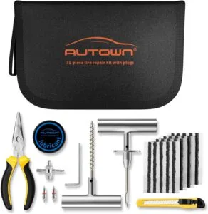 AUTOWN Flat Tire Repair Kit with Plugs 31 Pcs for Car