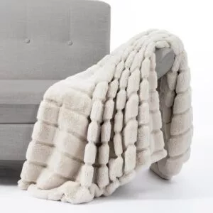 Cozy Bliss Luxury Super Soft Striped Faux Fur Throw Blanket