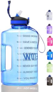 ETDW Gallon Water Bottle with Straw and Time Marker