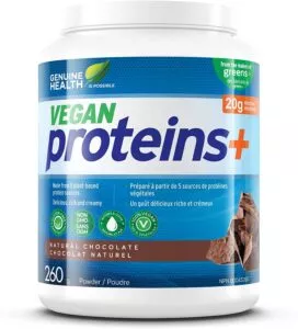 Genuine Health Vegan Proteins+, Natural Chocolate Protein Powder, 20g Protein, 1g Sugar, 260g Tub 8 Serving Sampler