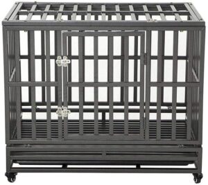 LUCKUP Heavy Duty Dog Cage Strong Metal Kennel and Crate for Large Dogs