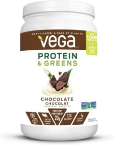 Vega Protein & Greens Chocolate (19 Servings, 1.36 lb) - Plant Based Protein Powder, Keto-Friendly, Gluten Free, Non Dairy, Vegan, Non Soy, Non GMO