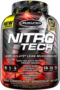 Whey Protein Powder and Creatine Monohydrate, MuscleTech Nitro-Tech Whey Isolate and Peptides, Whey Protein Powder for Men and Women, Lean Muscle Builder Protein Shakes, Chocolate, 1.81 kg (40 Servings)