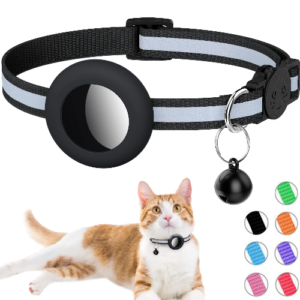 AirTag Cat Collar, Reflective Airtag Cat Collar with Bell and Prefect Size Waterproof Airtag Holder Compatible with Apple Airtag, Nice Cat Collar with Breakaway Safety Buckle for Kitten Puppy