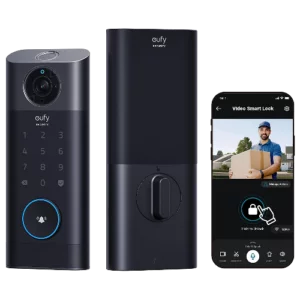 eufy Security S330 Video Smart Lock, 3-in-1 Camera+Doorbell+Fingerprint Keyless Entry Door Lock, BHMA, WiFi Door Lock, App Remote Control, 2K HD
